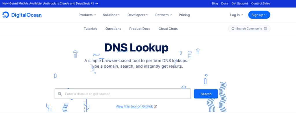 DNS lookup tool - Digital ocean