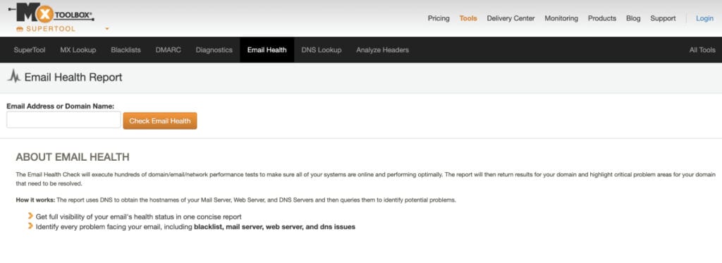 Domain health check tool - MXTOOLBOX