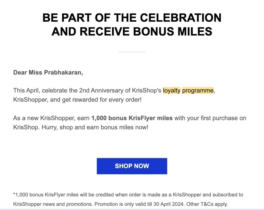 Loyalty program - retention stage