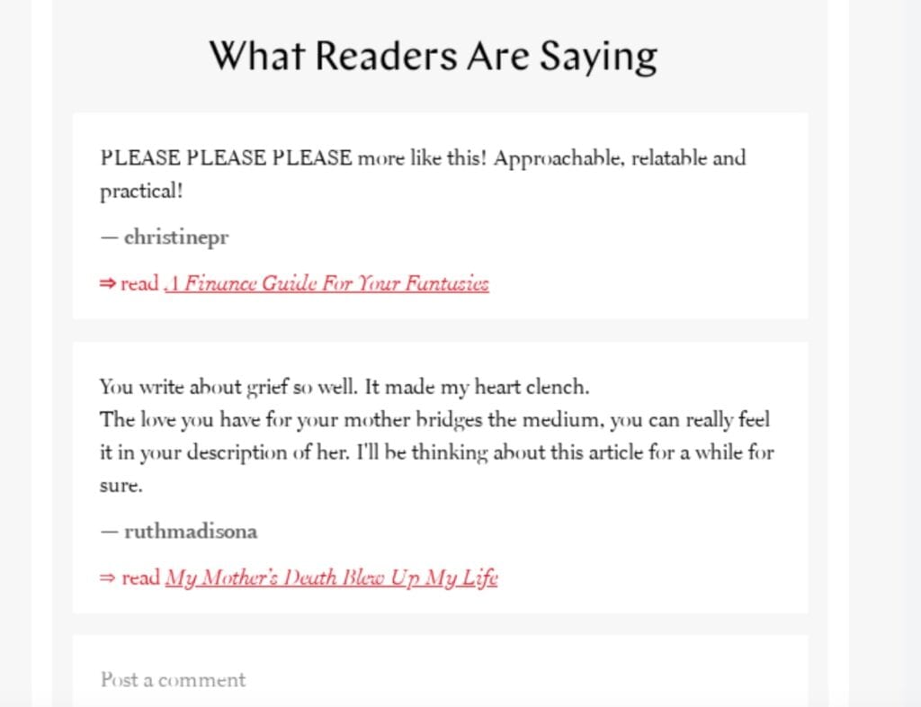 testimonial email - consideration stage