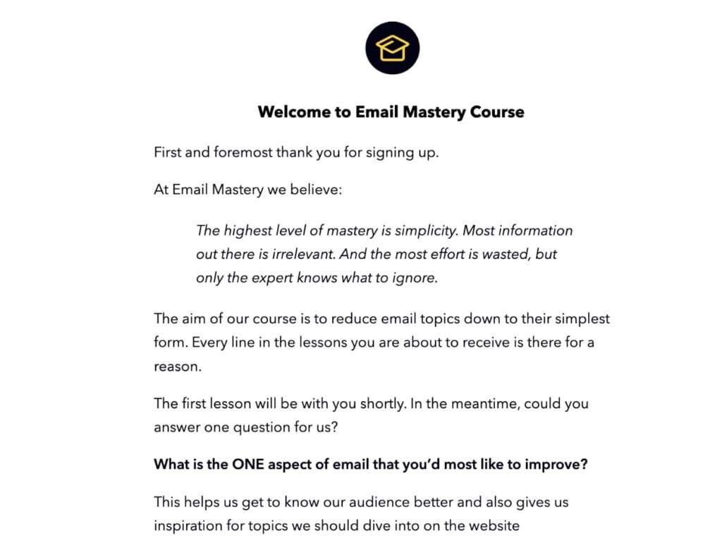 welcome email - awareness stage
