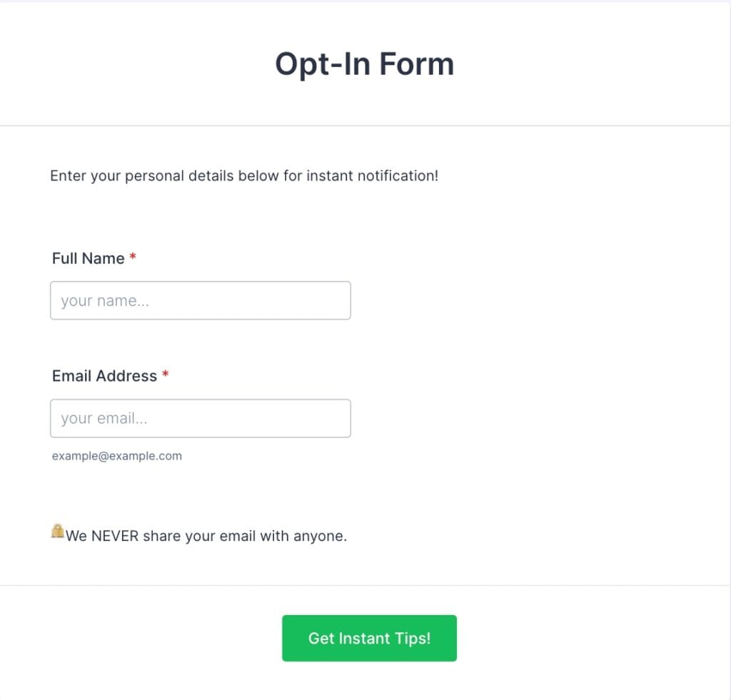 OPt-in form example