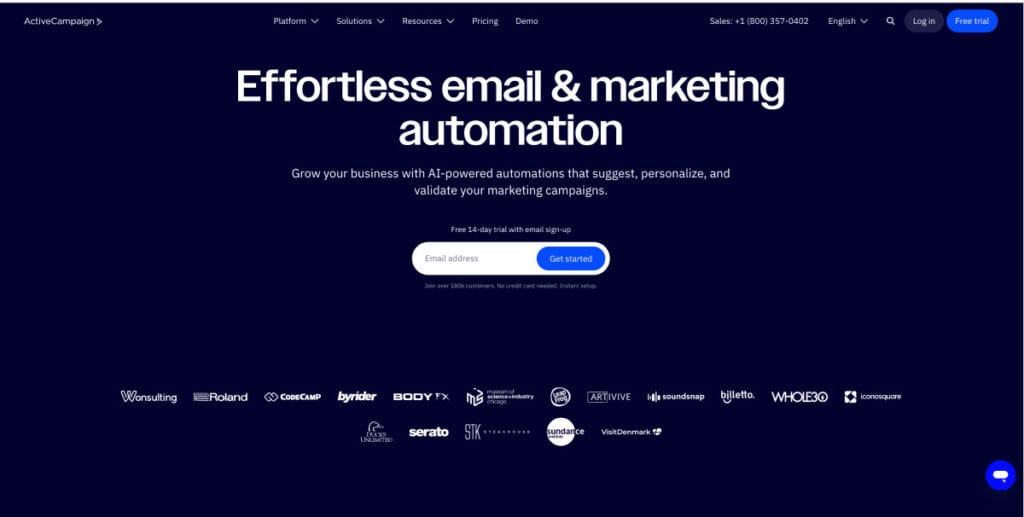Activecampaign homepage - GHL alternative