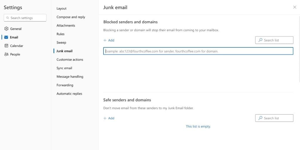 Add Sender to White List in Outlook