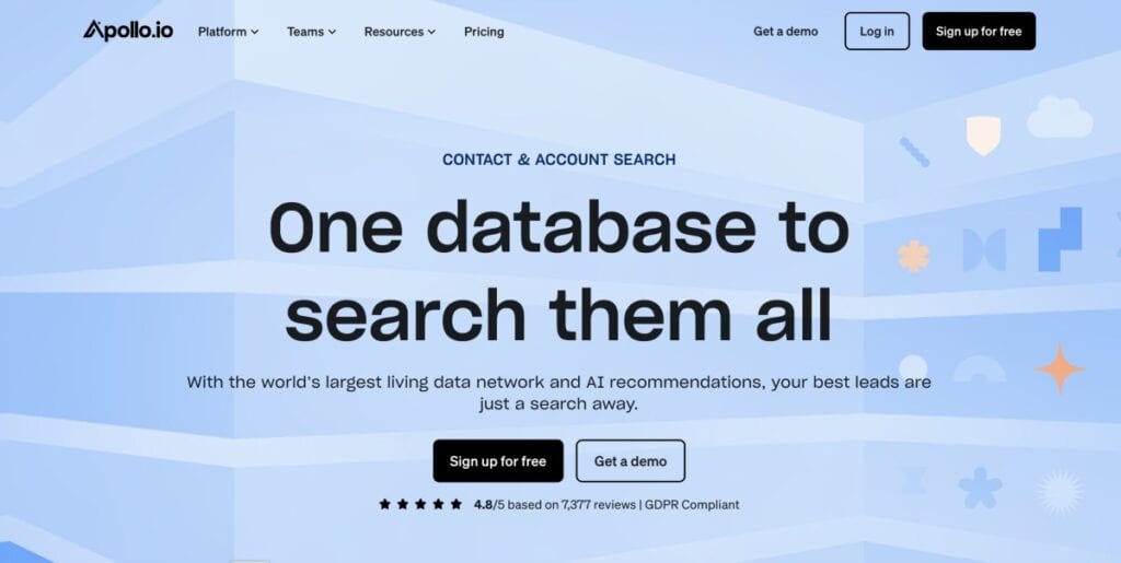 B2B email list provider - Apollo.io