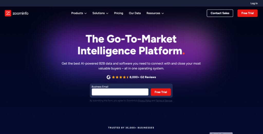 B2B email list provider - Zoominfo