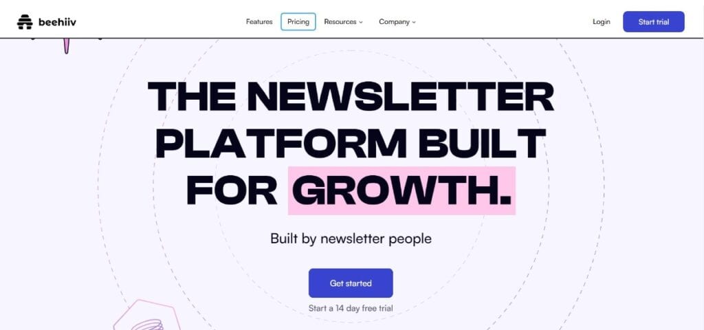 Beehiiv’s homepage