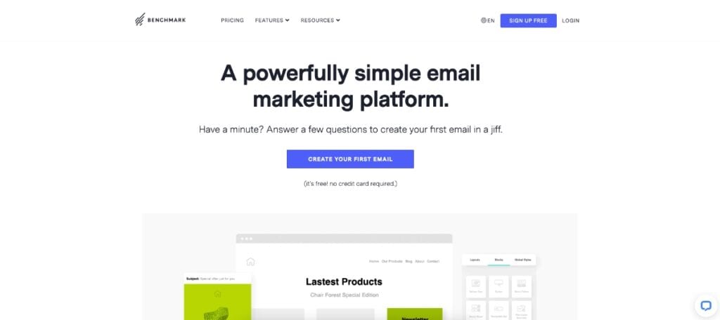 Benchmark Homepage alternative to Constant Contact