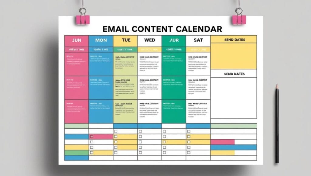 Color-coding system in email content calendar