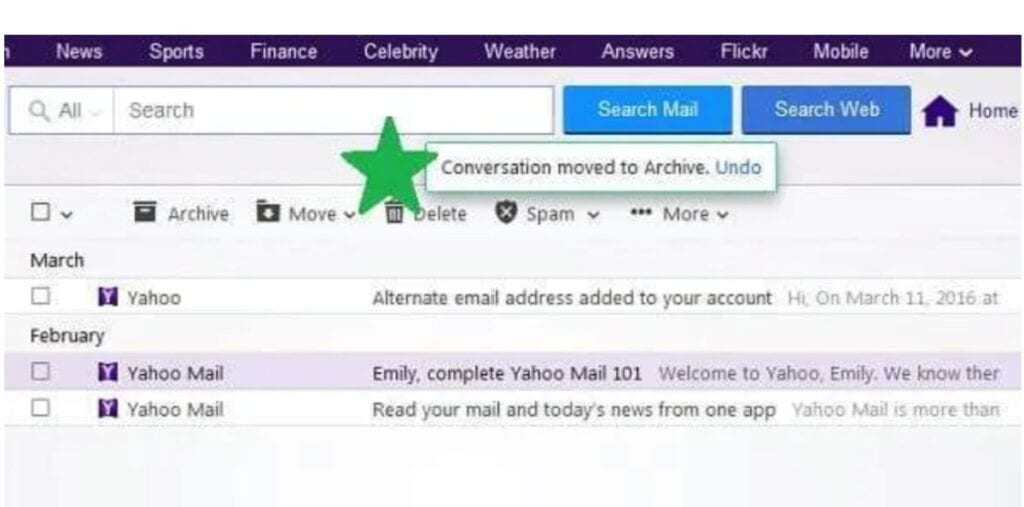 Conversations moved to Yahoo Mail message