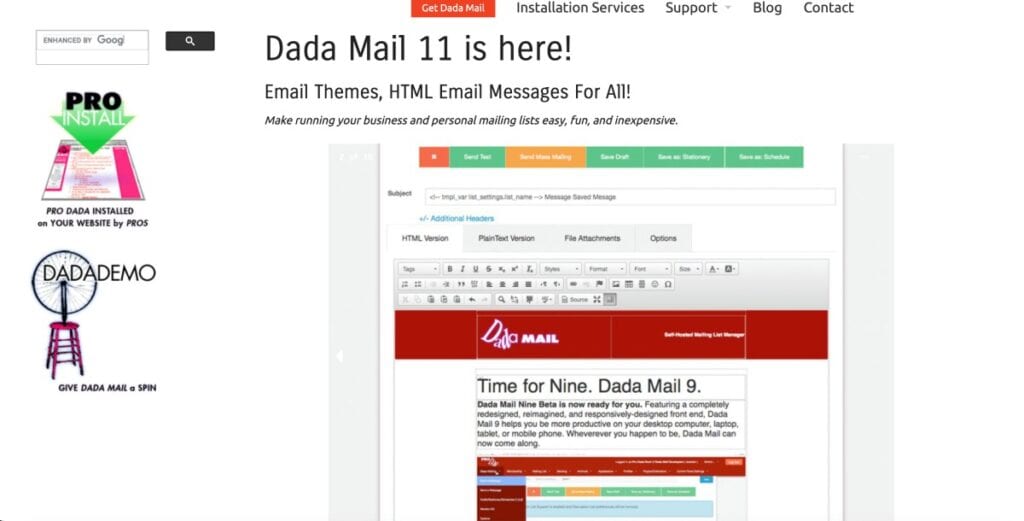 DadaMail homepage