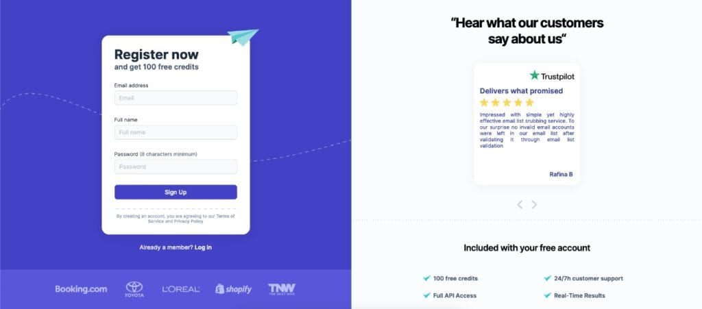 Email List Validation Sign Up Page