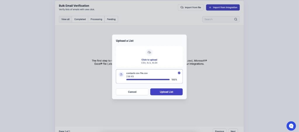 Email List Validation List Upload Process
