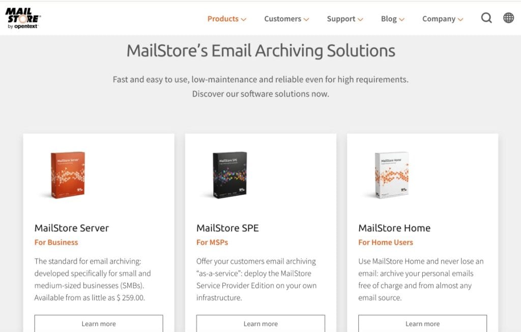 Email archiving solution - Mailstore