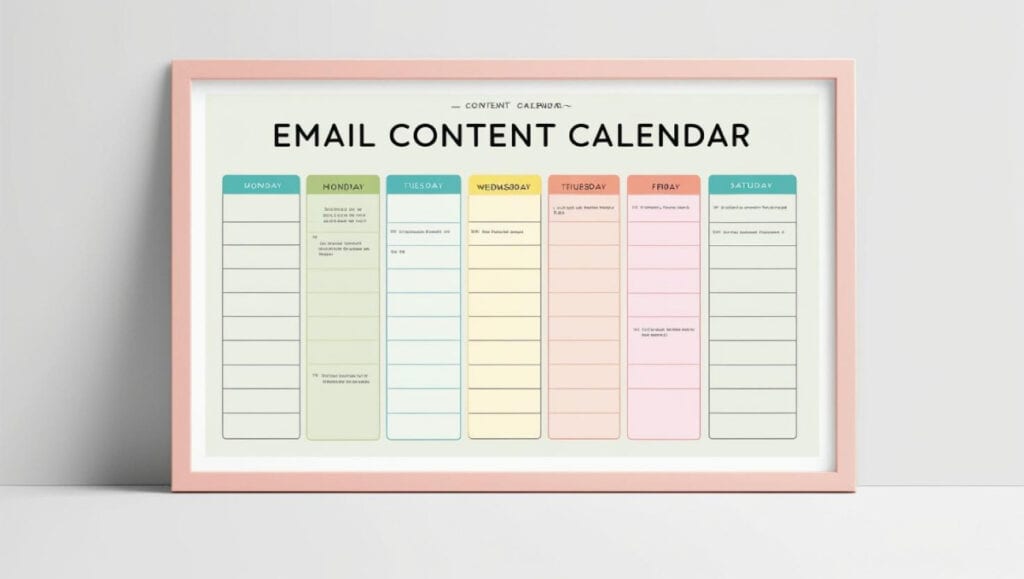 Example of an email content calendar