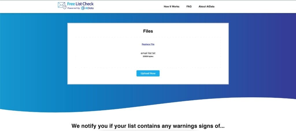 Free List Check Upload Page