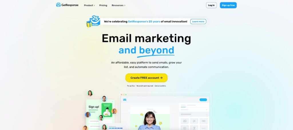 GetResponse Homepage alternative to Constant Contact