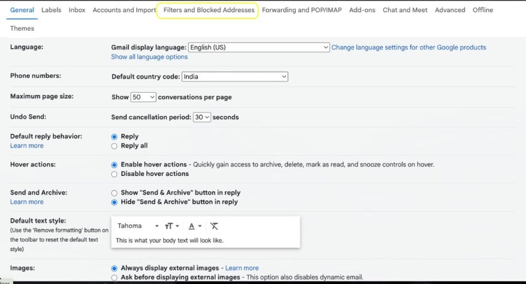 Gmail whitelisting step 2
