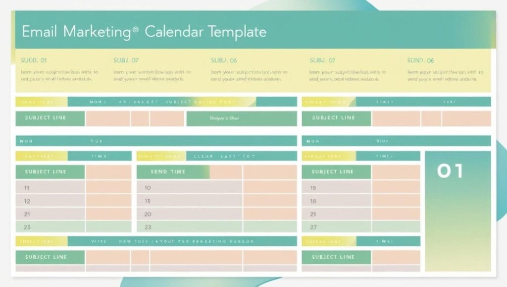 Grid layout marketing calendar template