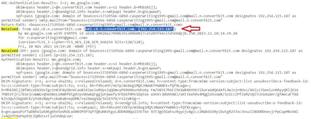 IP address received header