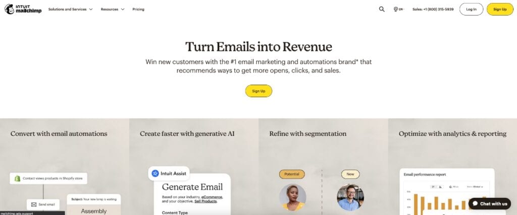 MailChimp Homepage alternative to Constant Contact