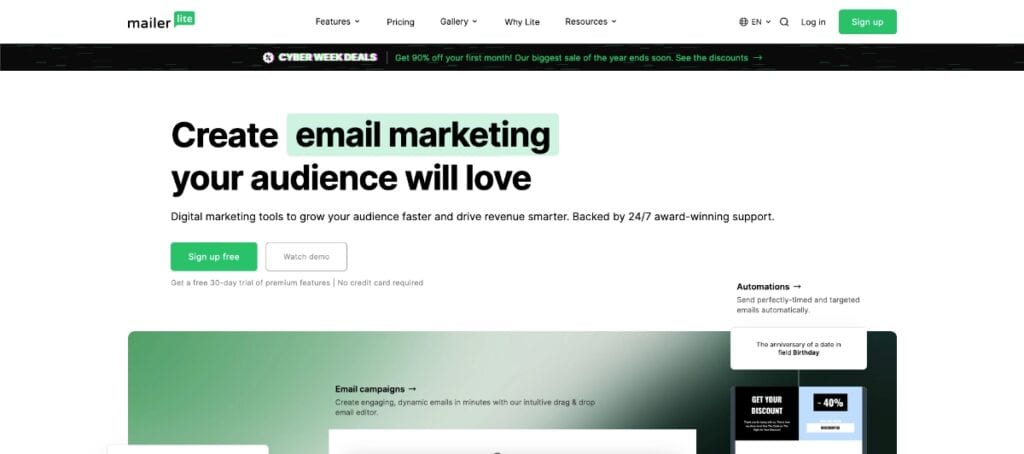 MailerLite Homepage