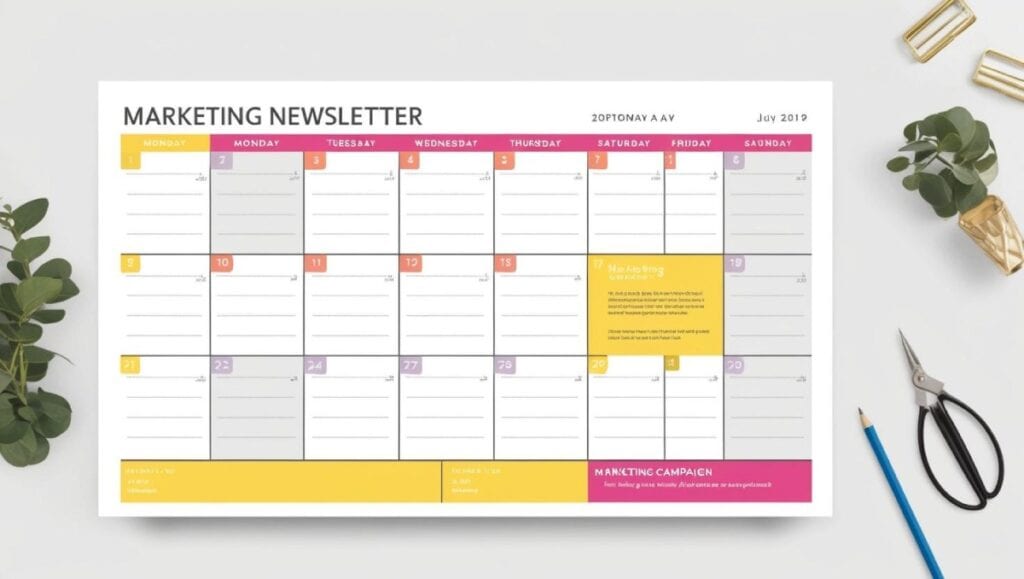 Marketing newsletter calendar template