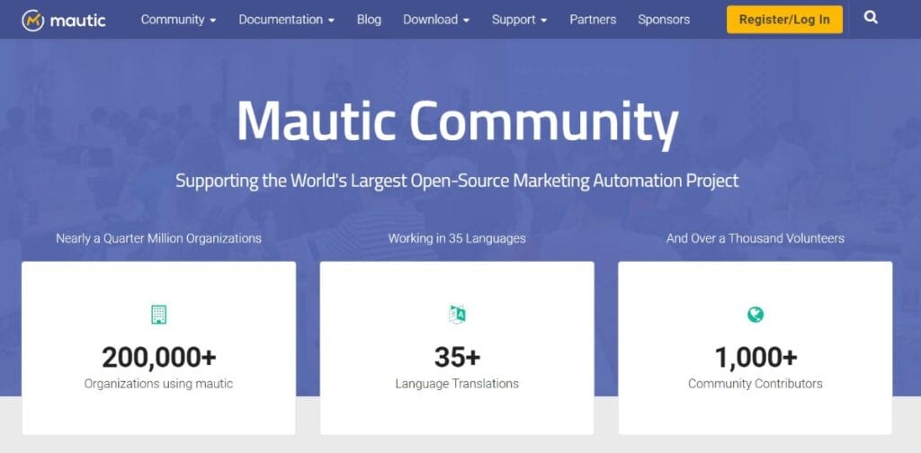 Mautic’s homepage