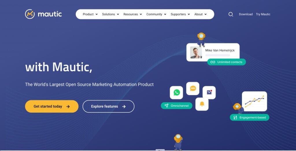 Mautic open source email platform homepage