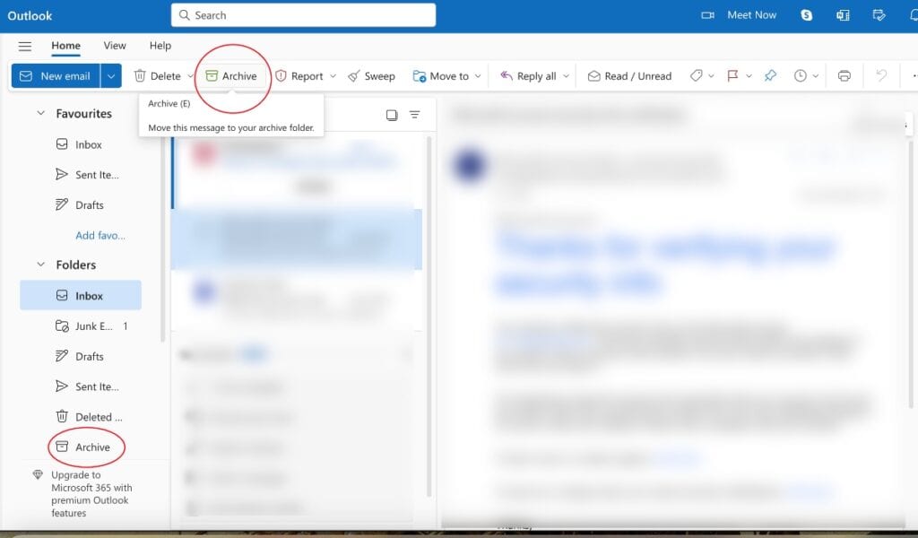 Microsoft Outlook webmail Archive
