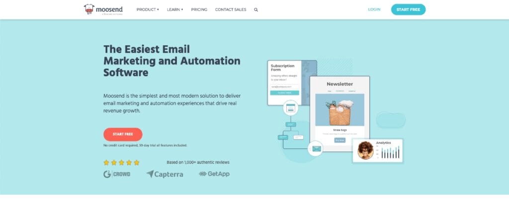 Moosend Homepage
