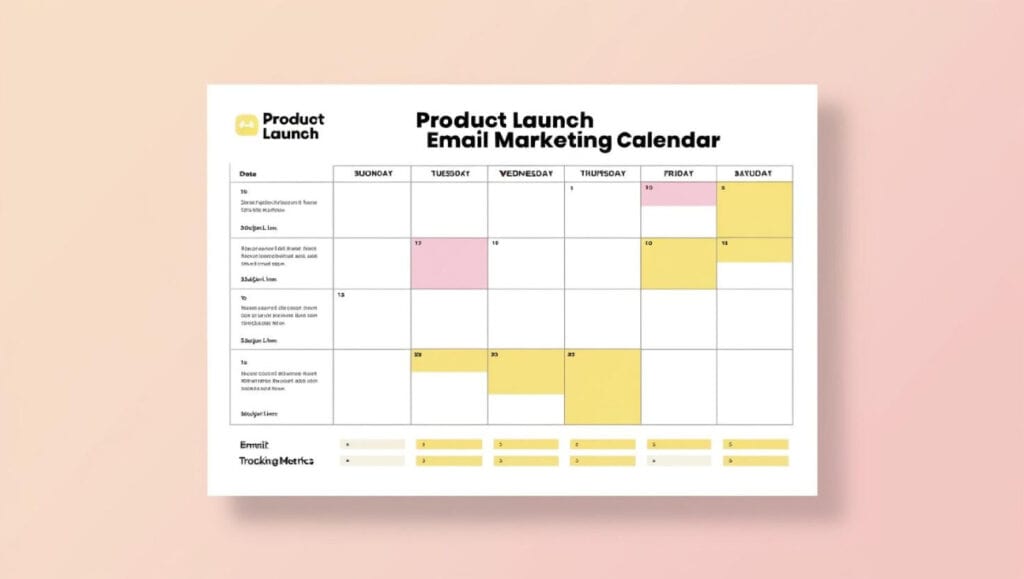 Product launch email marketing calendar template