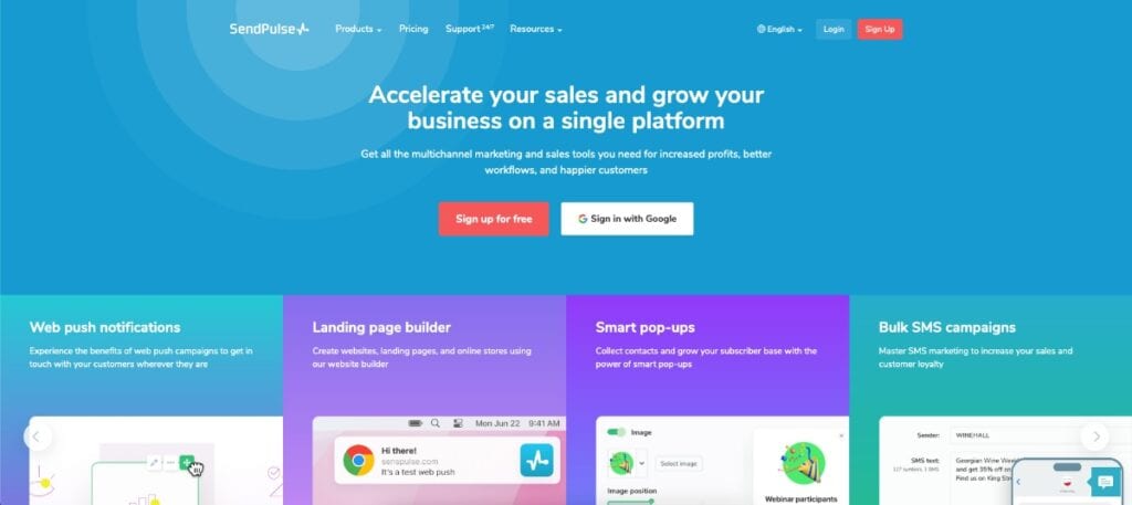 SendPulse Homepage