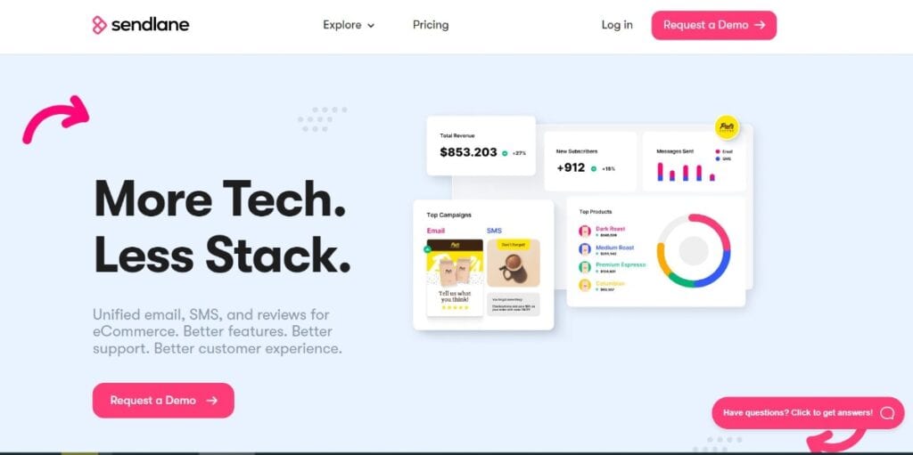 Sendlane’s homepage