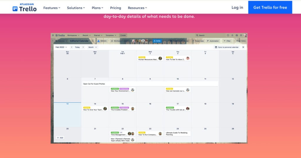 Trello email calendar view