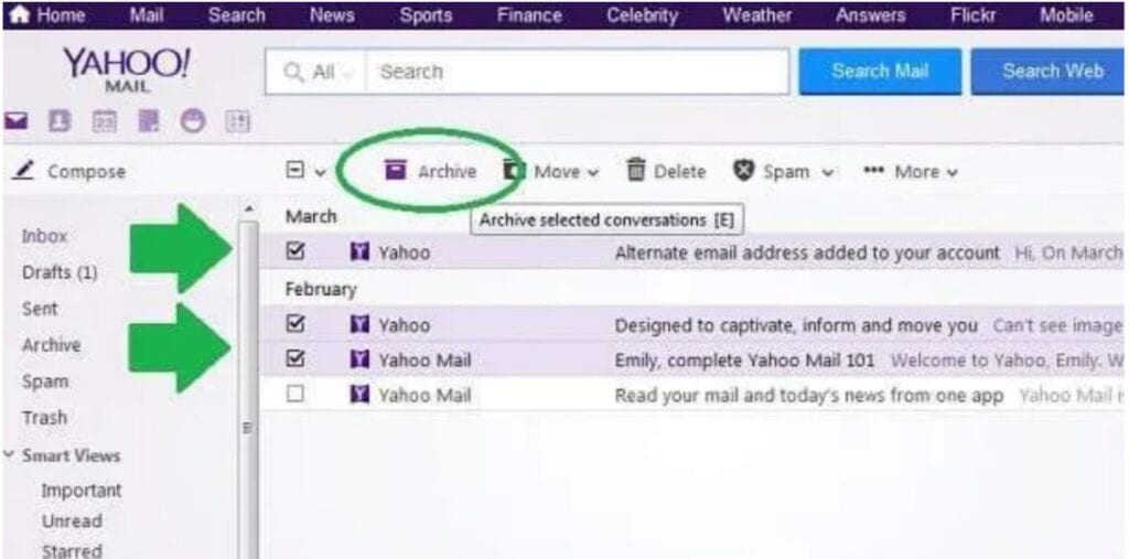 Yahoo archive email example
