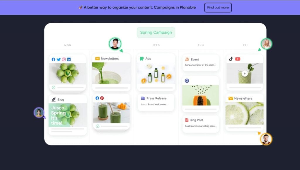 multi-channel content calendar template - Plannable