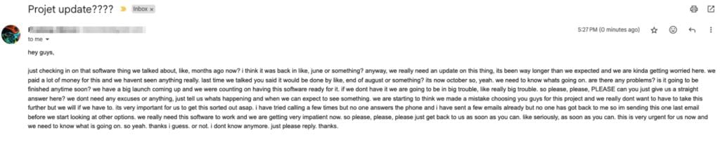 unprofessional email example
