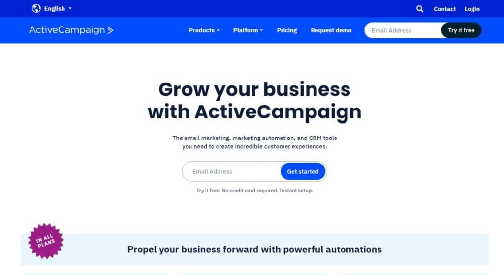 ActiveCampaign Homepage