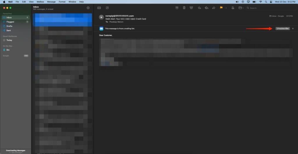 Apple Mail App on macOS