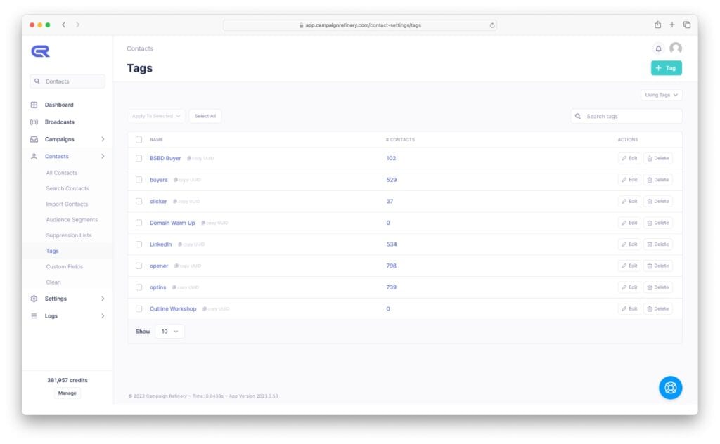 Campaign Refinery Email Tag System