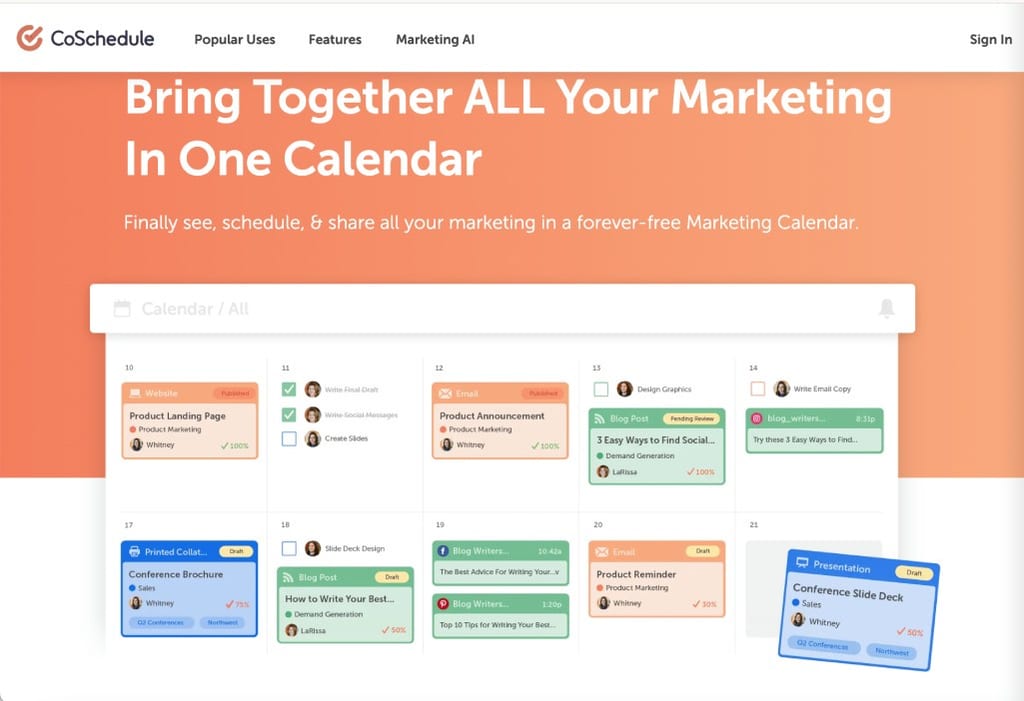 Coschedule marketing calendar template