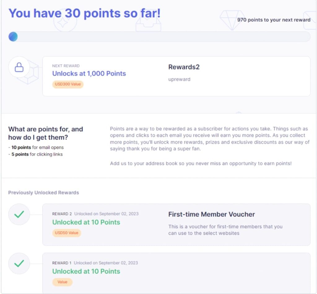Gamification rewards feature on Campaign Refinery