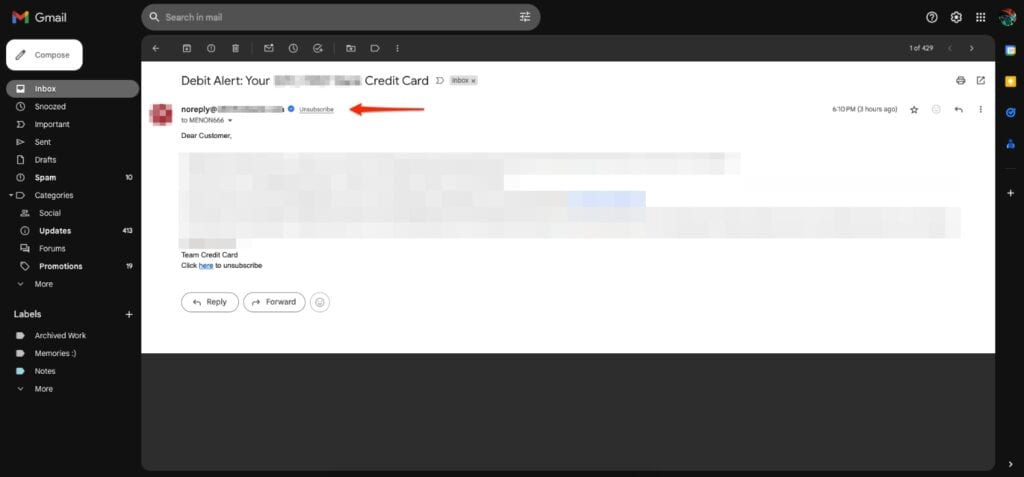 Gmail list-unsubscribe header in the web version