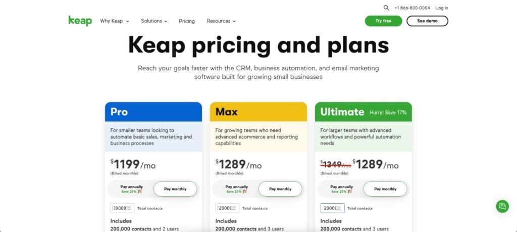 Keap: Tiers and Pricing