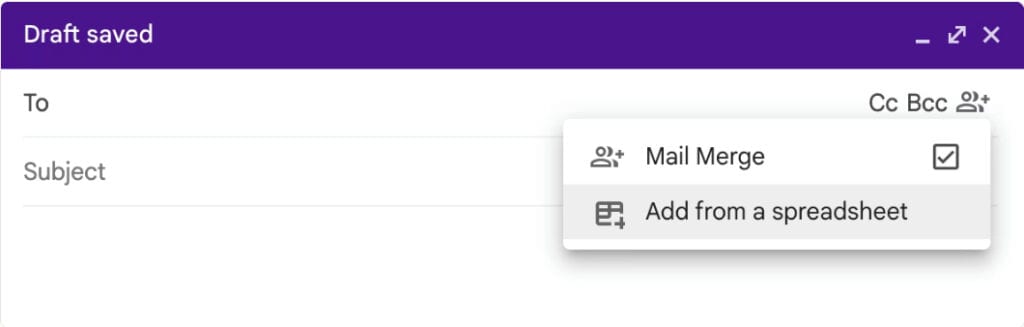 Mail merge adding from contacts in gmail