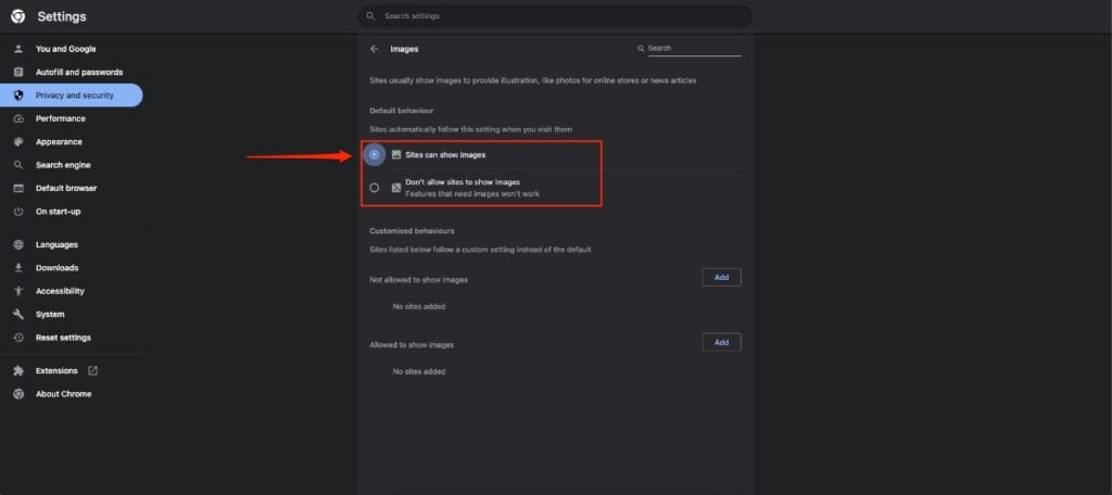 Unblock Images on Google Chrome