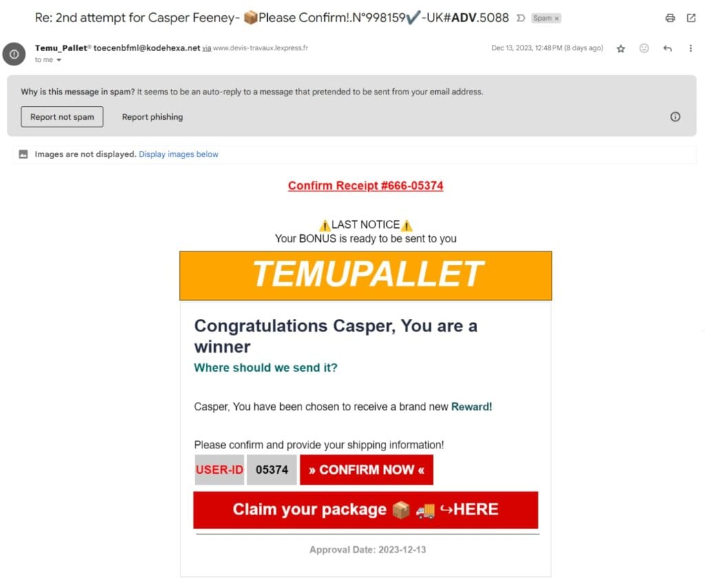 email spoofing example