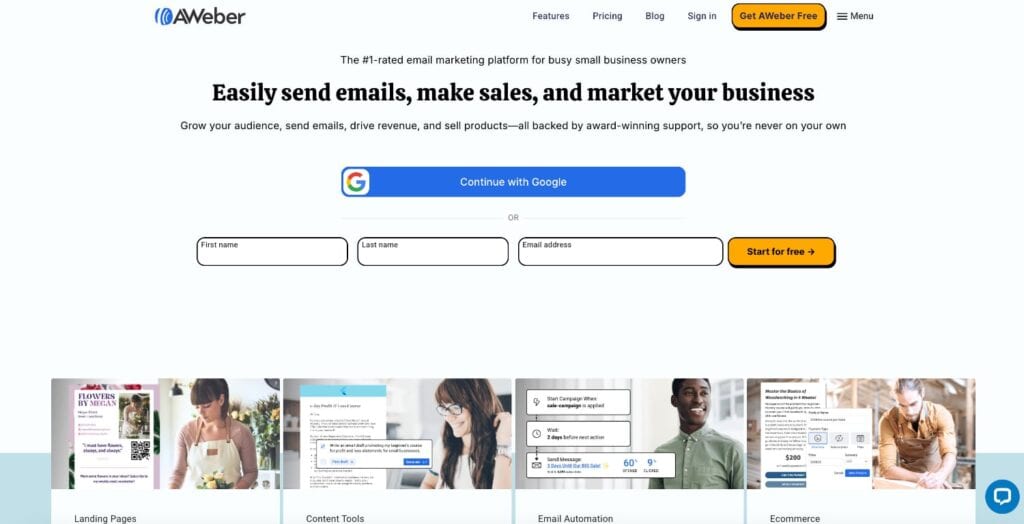 Aweber homepage