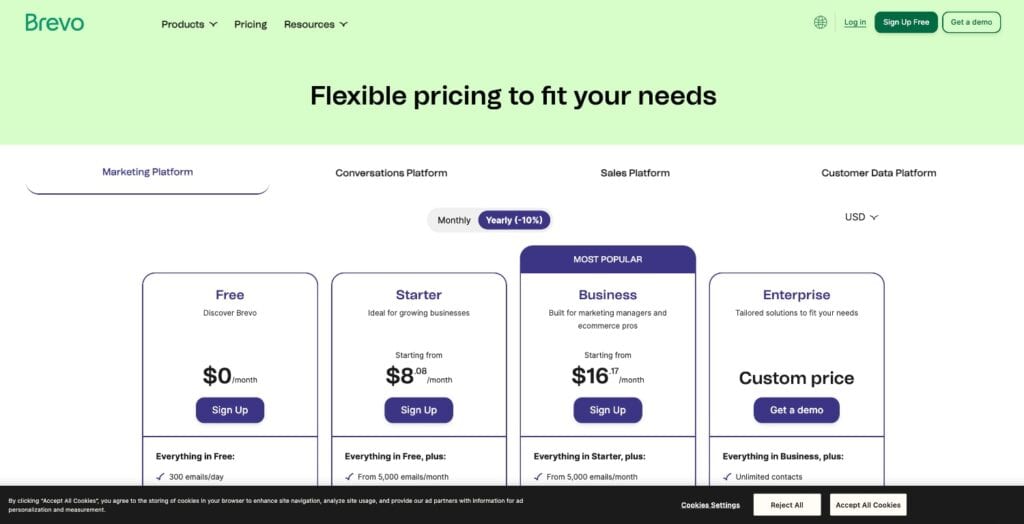 Brevo Pricing Page